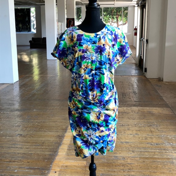 1980s faux wrap floral Hawaii dress - Picture 8 of 9